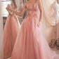 Strapless Layered Tulle Leg Slit Gown by Cinderella Divine CD0230 - Special Occasion/Curves