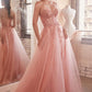 Strapless Layered Tulle Leg Slit Gown by Cinderella Divine CD0230 - Special Occasion/Curves