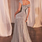 Off The Shoulder A-Line Gown by Cinderella Divine CD0238 - Special Occasion/Curves