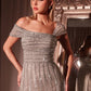 Off The Shoulder A-Line Gown by Cinderella Divine CD0238 - Special Occasion/Curves