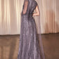 V-Neckline Layered Tulle Sheath Gown by Cinderella Divine CD0239 - Special Occasion/Curves