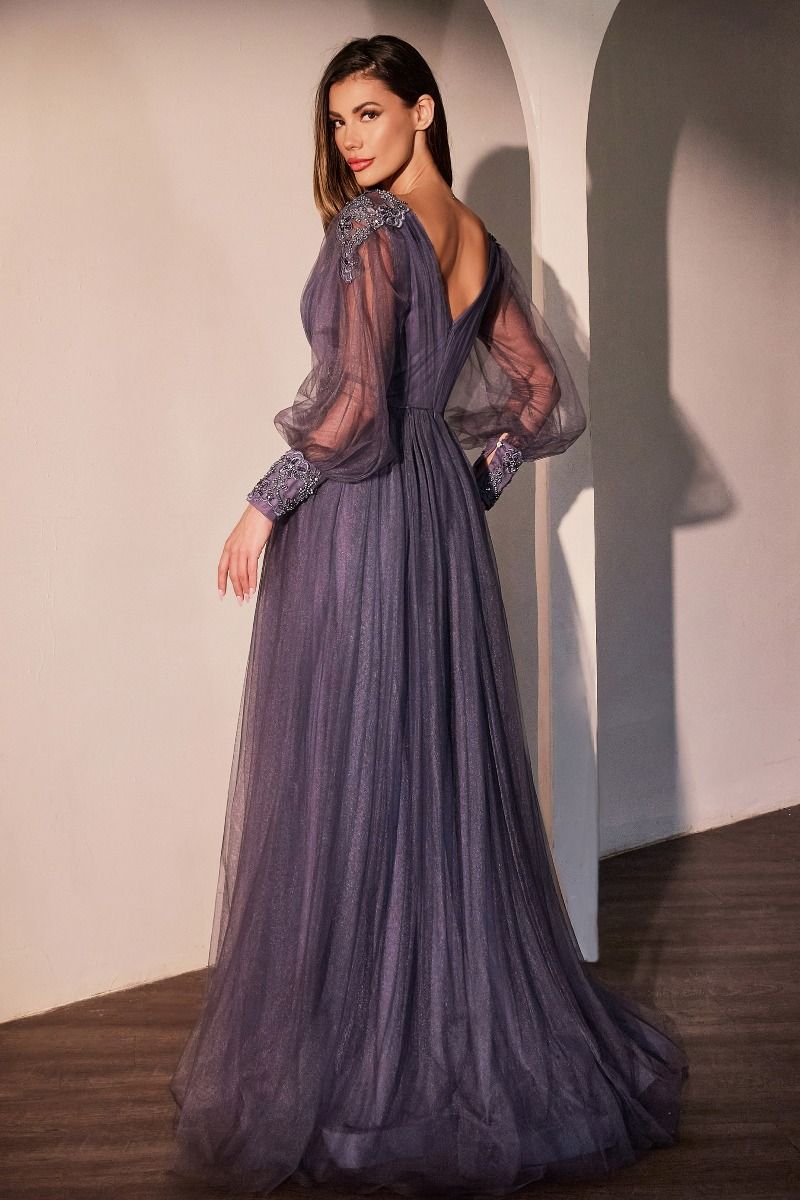 Ladivine CD0938 Long Sleeve A Line Dress, Purple / 12