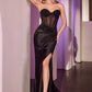 Strapless Sweetheart Neckline Leg Slit Gown By Ladivine CD2408 - Women Evening Formal Gown - Special Occasion