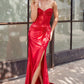 Strapless Sweetheart Neckline Leg Slit Gown By Ladivine CD2408 - Women Evening Formal Gown - Special Occasion