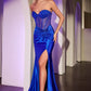 Strapless Sweetheart Neckline Leg Slit Gown By Ladivine CD2408 - Women Evening Formal Gown - Special Occasion