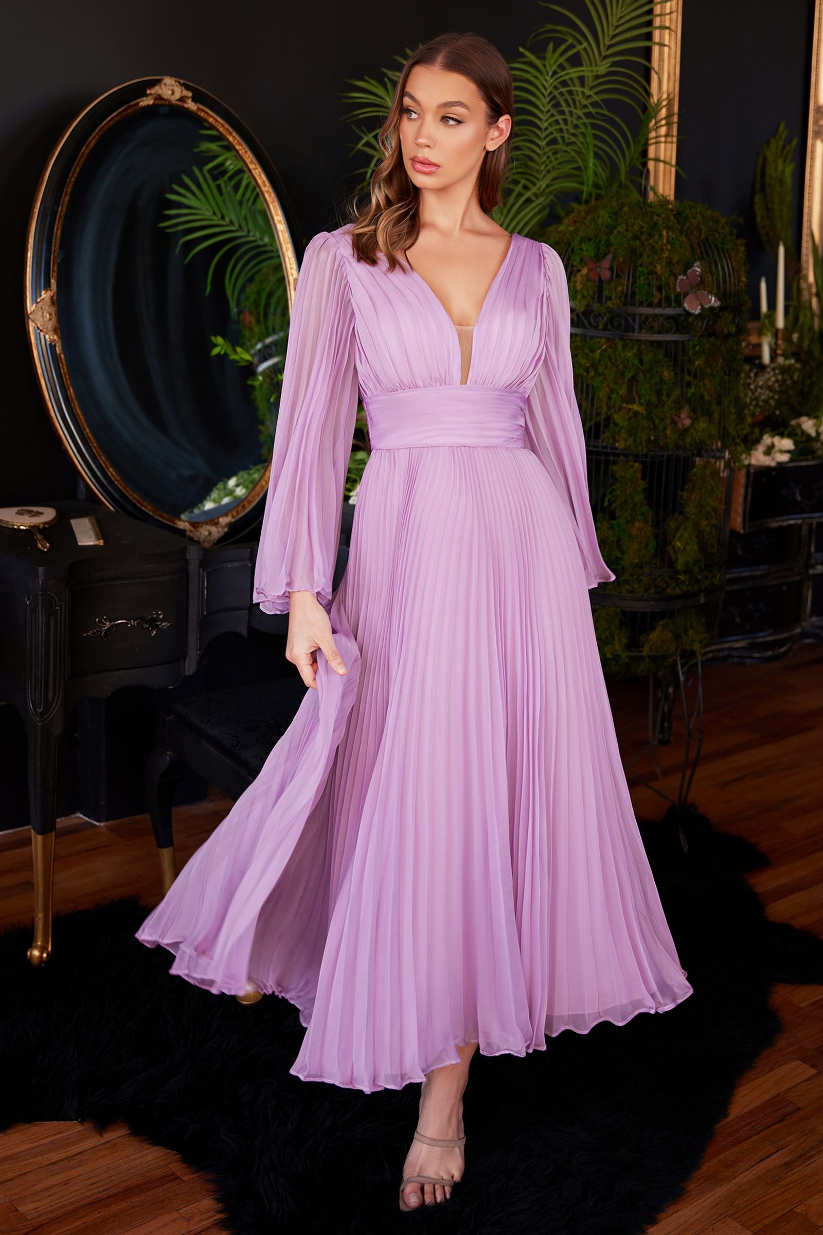 tea length long sleeve formal dresses Elegant Long Sleeves Tulle Tea Length Puffy Green Prom Dress, Green Bridesmaid Dresses US 10 / Green