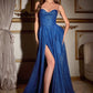 Glitter Corset A-Line Slit Gown By Ladivine CD252 - Women Evening Formal Gown - Special Occasion