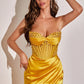 Daisy Embellished Strapless Corset Gown By Ladivine CD295 - Women Evening Formal Gown - Special Occasion
