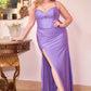 Glitter Sweetheart Neckline Leg Slit Gown by Cinderella Divine CD307C - Curves