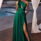 Satin A-Line Leg Slit Gown by Cinderella Divine CD323 - Special Occasion