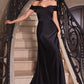 Off The Shoulder A-Line Satin Gown By Ladivine CD325 - Women Evening Formal Gown - Special Occasion