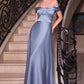 Off The Shoulder A-Line Satin Gown By Ladivine CD325 - Women Evening Formal Gown - Special Occasion