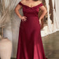 Satin Off The Shoulder A-Line Women Formal Gown By Ladivine CD325C - Curves