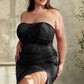 Strapless Soft Satin Leg Slit Gown by Cinderella Divine CD326C - Curves