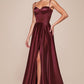 Bustier Satin A-Line Leg Slit Gown by Cinderella Divine CD337 - Special Occasion