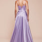 Bustier Satin A-Line Leg Slit Gown by Cinderella Divine CD337 - Special Occasion