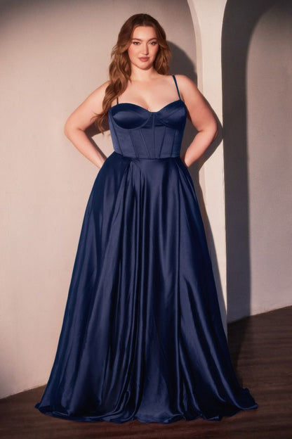 Sweetheart Neckline A-Line Gown By Ladivine CD337C - Women Evening Formal Gown - Curves