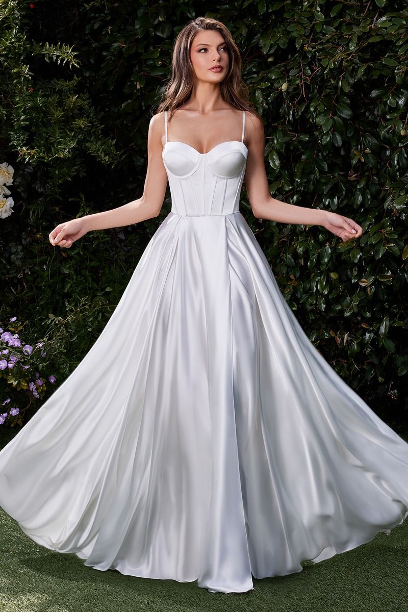 chinese dress ladies Elegant A-Line Strapless White Satin Wedding Dresses with Slit Diamond White / 16 main image 1