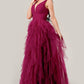 V-Neck Layered Tulle A-line Gown by Cinderella Divine CD347 - Special Occasion/Curves