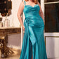 Fitted Satin Sweetheart Neckline Gown by Cinderella Divine CD349C - Curves