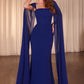 Chiffon Straight Neckline Sheath Gown by Cinderella Divine CD356 - Special Occasion/Curves