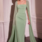 Chiffon Straight Neckline Sheath Gown by Cinderella Divine CD356 - Special Occasion/Curves