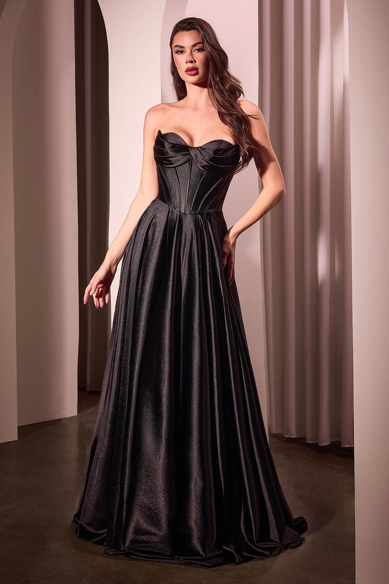 Strapless Satin A-Line Gown By Ladivine CD378 - Women Evening Formal Gown - Special Occasion/Curves