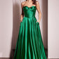 Strapless Satin A-Line Gown By Ladivine CD378 - Women Evening Formal Gown - Special Occasion/Curves