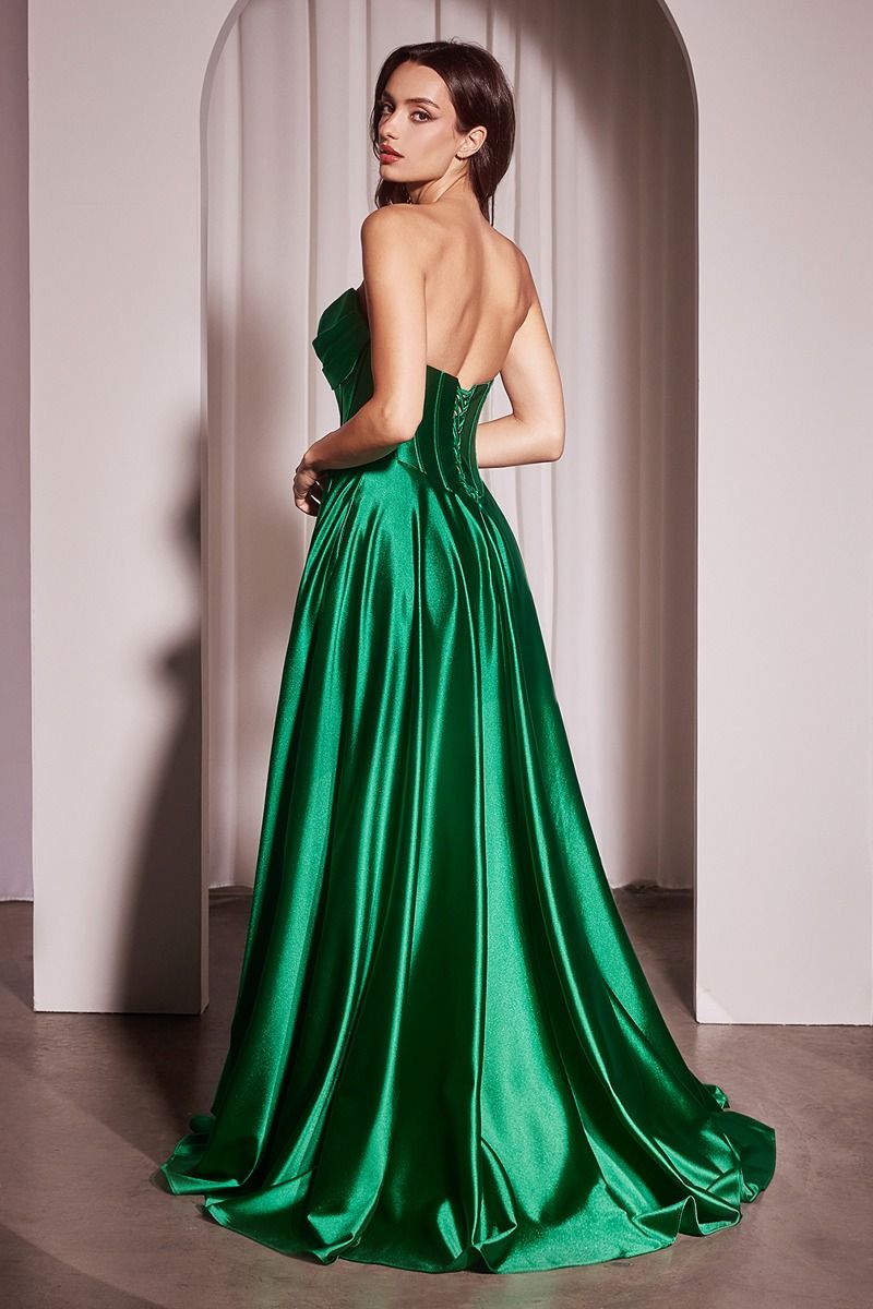 Strapless Satin A-Line Gown By Ladivine CD378 - Women Evening Formal Gown - Special Occasion/Curves