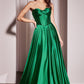 Strapless Satin A-Line Gown By Ladivine CD378 - Women Evening Formal Gown - Special Occasion/Curves