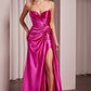 Strapless Sweetheart Neckline Leg Slit By Ladivine CD379 - Women Evening Formal Gown - Special Occasion