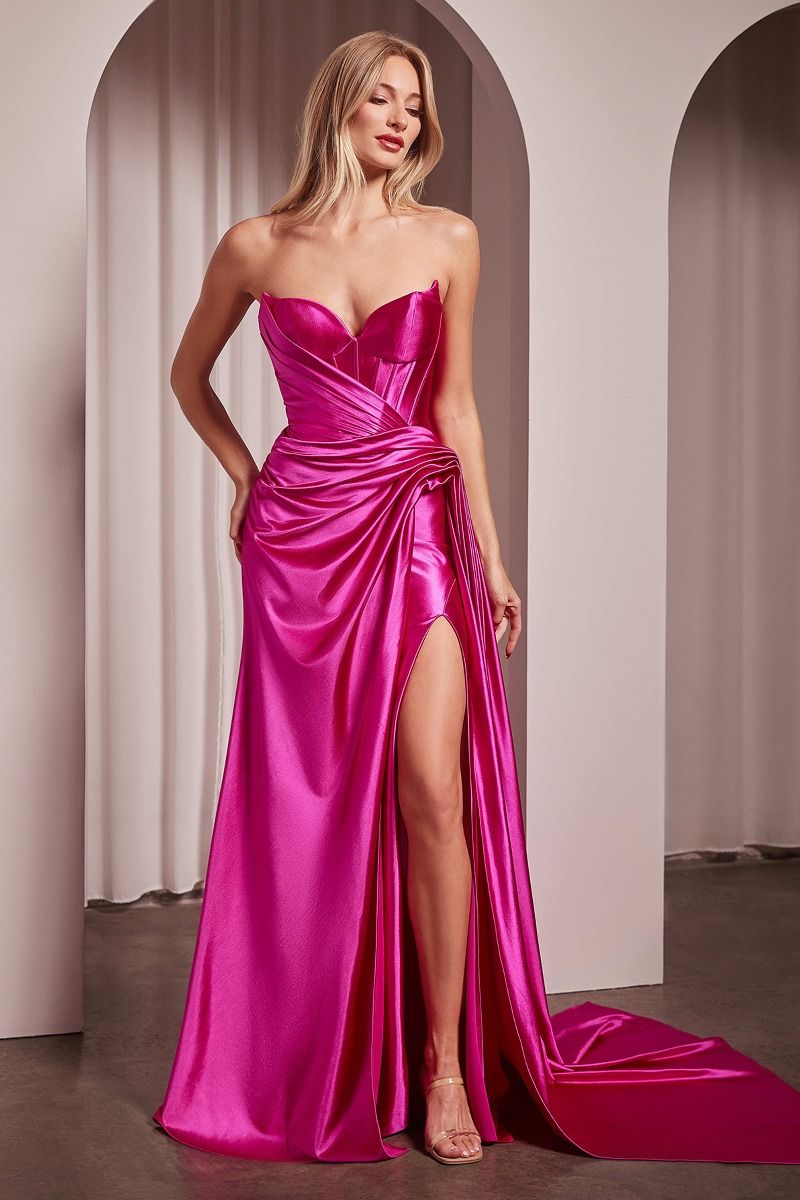 Strapless Sweetheart Neckline Leg Slit By Ladivine CD379 - Women Evening Formal Gown - Special Occasion