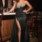 Sweetheart Neckline Leg Slit Sheath Gown By Ladivine CD382 - Women Evening Formal Gown - Special Occasion