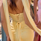Strapless Chiffon Scoop Neckline Gown By Ladivine CD383 - Women Evening Formal Gown - Special Occasion