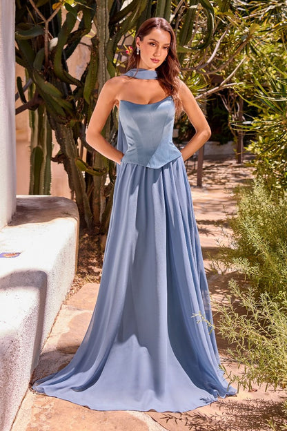 Strapless Curved A-Line Gown By Ladivine CD386 - Women Evening Formal Gown - Special Occasion