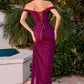Fitted Off Shoulder Sheath Gown By Ladivine CD387 - Women Evening Formal Gown - Special Occasion