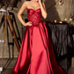 Strapless Floral Beadwork A-Line Gown By Ladivine CD389 - Women Evening Formal Gown - Special Occasion