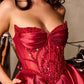 Strapless Floral Beadwork A-Line Gown By Ladivine CD389 - Women Evening Formal Gown - Special Occasion