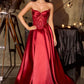 Strapless Floral Beadwork A-Line Gown By Ladivine CD389 - Women Evening Formal Gown - Special Occasion