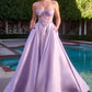 Strapless Floral Beadwork A-Line Gown By Ladivine CD389 - Women Evening Formal Gown - Special Occasion