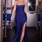 Stretch Satin Strapless Neckline Gown By Ladivine CD391 - Women Evening Formal Gown - Special Occasion