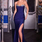 Stretch Satin Strapless Neckline Gown By Ladivine CD391 - Women Evening Formal Gown - Special Occasion