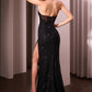 Strapless Sequin Sweetheart Leg Slit Gown By Ladivine CD3929 - Women Evening Formal Gown - Special Occasion/Curves