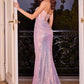 Strapless Sequin Sheath Leg Slit Gown by Cinderella Divine CD3936 - Special Occasion