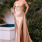 Off Shoulder Neckline Sheath Gown By Ladivine CD393 - Women Evening Formal Gown - Special Occasion/Curves