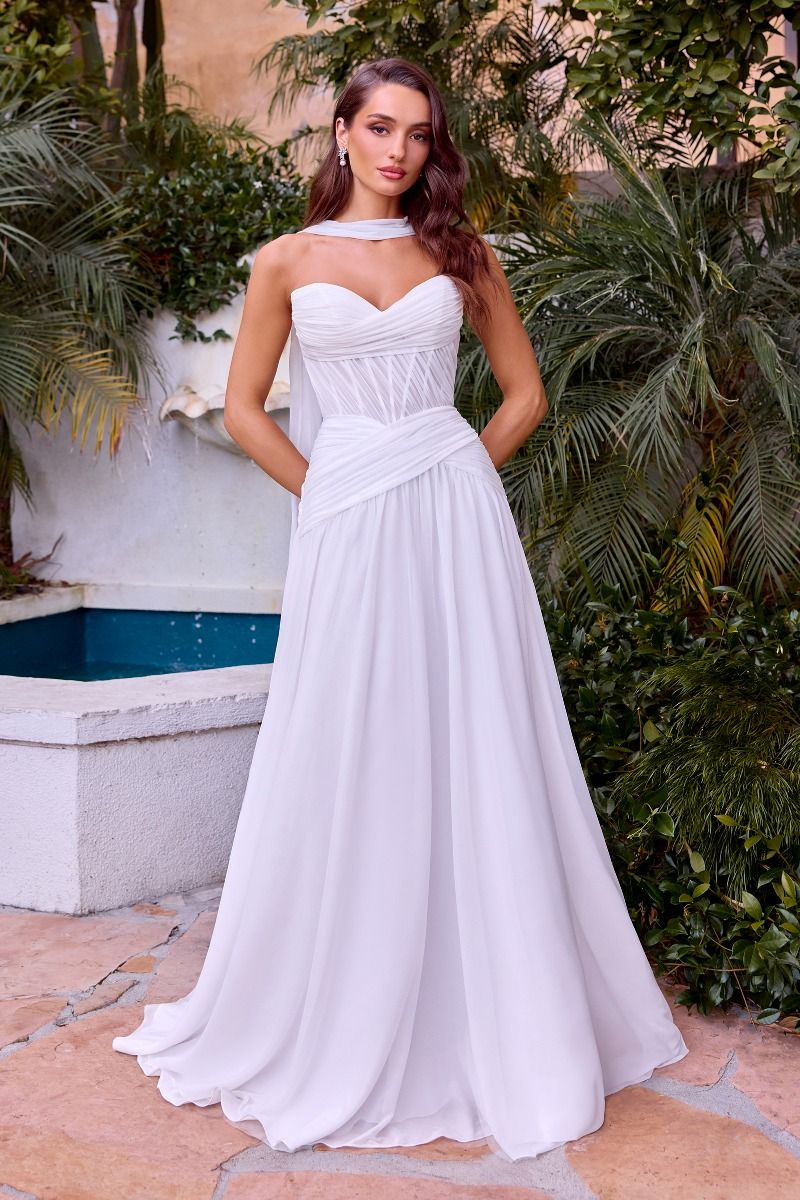 Strapless Sweetheart A-Line Bridal Gown By Ladivine CD395W - Women Evening Formal Gown