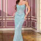 Strapless Draped Neckline Gown By Ladivine CD396 - Women Evening Formal Gown - Special Occasion