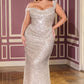 Off Shoulder Draped Neckline Gown By Ladivine CD396C - Women Evening Formal Gown - Curves