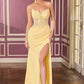 Sweetheart Neckline Leg Slit Gown By Ladivine CD397 - Women Evening Formal Gown - Special Occasion