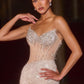 Crystal Embellished High Slit Gown By Ladivine CD404 - Women Evening Formal Gown - Special Occasion